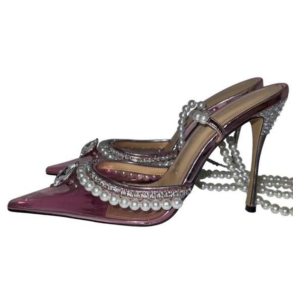 MACH & MACH Diamond of Elizabeth Pumps Women's Pink Pearl Pointed EU 36.5 US 6.5 - Picture 7 of 14